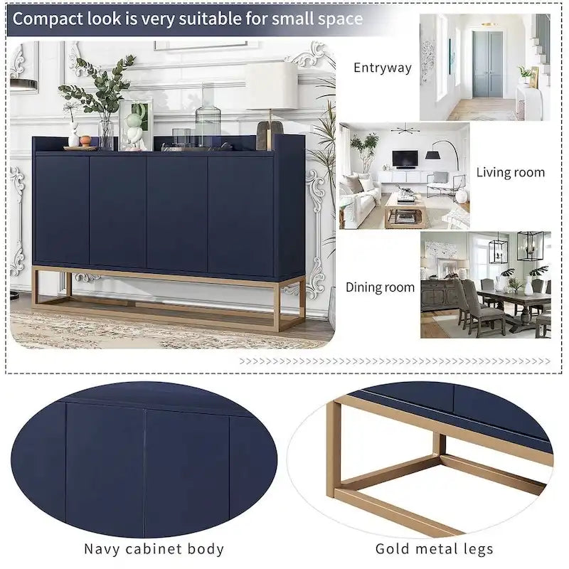 47.2 Modern 4 Door Buffet with Metal Base