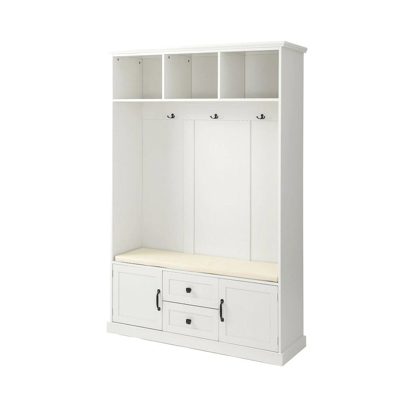 Classic Hall Tree with 3 Hooks, Coat Hanger, Storage Bench for Entrance, Hallway