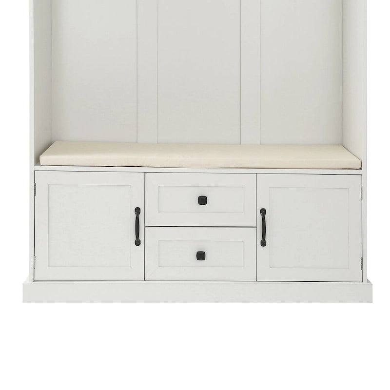 Classic Hall Tree with 3 Hooks, Coat Hanger, Storage Bench for Entrance, Hallway