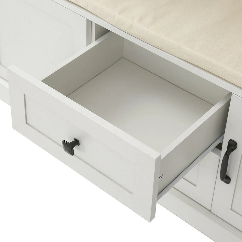 Classic Hall Tree with 3 Hooks, Coat Hanger, Storage Bench for Entrance, Hallway