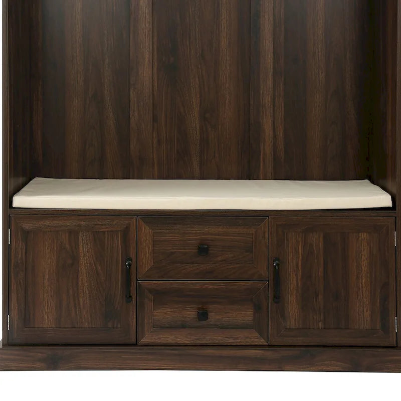 Classic Hall Tree with 3 Hooks, Coat Hanger, Storage Bench for Entrance, Hallway