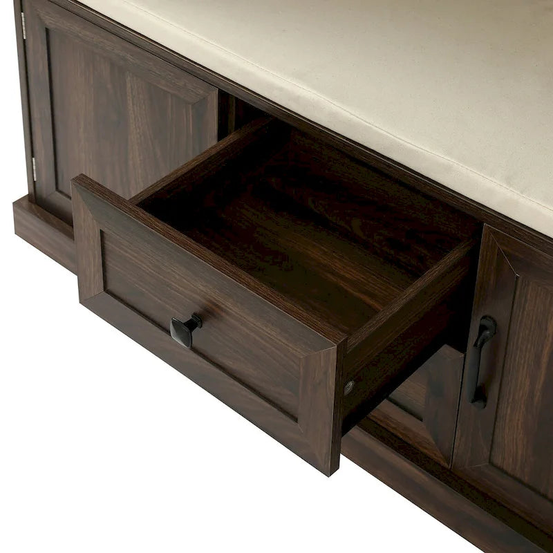 Classic Hall Tree with 3 Hooks, Coat Hanger, Storage Bench for Entrance, Hallway