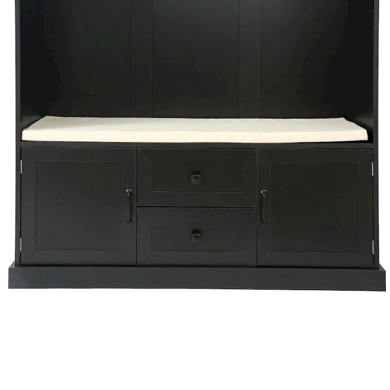 Classic Hall Tree with 3 Hooks, Coat Hanger, Storage Bench for Entrance, Hallway